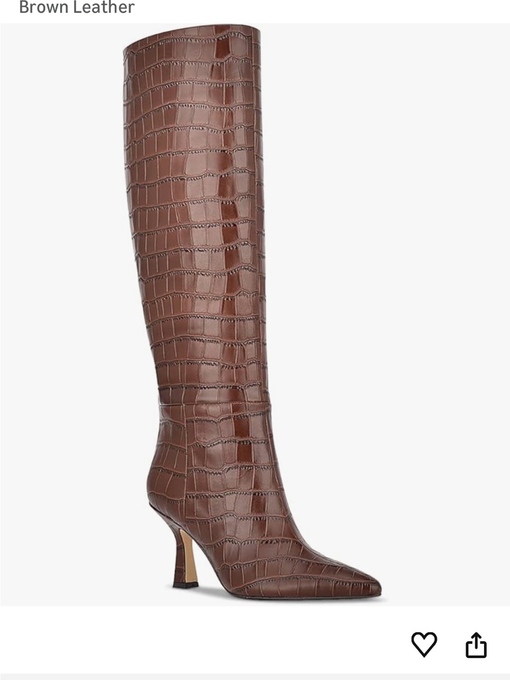 Marc Fisher Brown Croc-Embossed Knee Boot